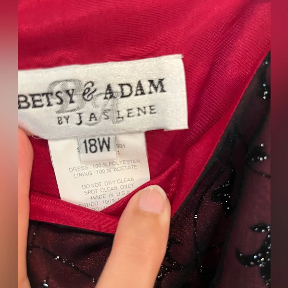 NWT Betsy & Adam Y2K sheer velvet burnout floral burgundy glittery formal dress - Picture 6 of 13